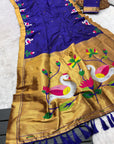 Violet Soft Paithani Silk Saree with Swan Concept Saree