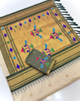 Cream Premium Traditional Maharani Paithani Silk Saree