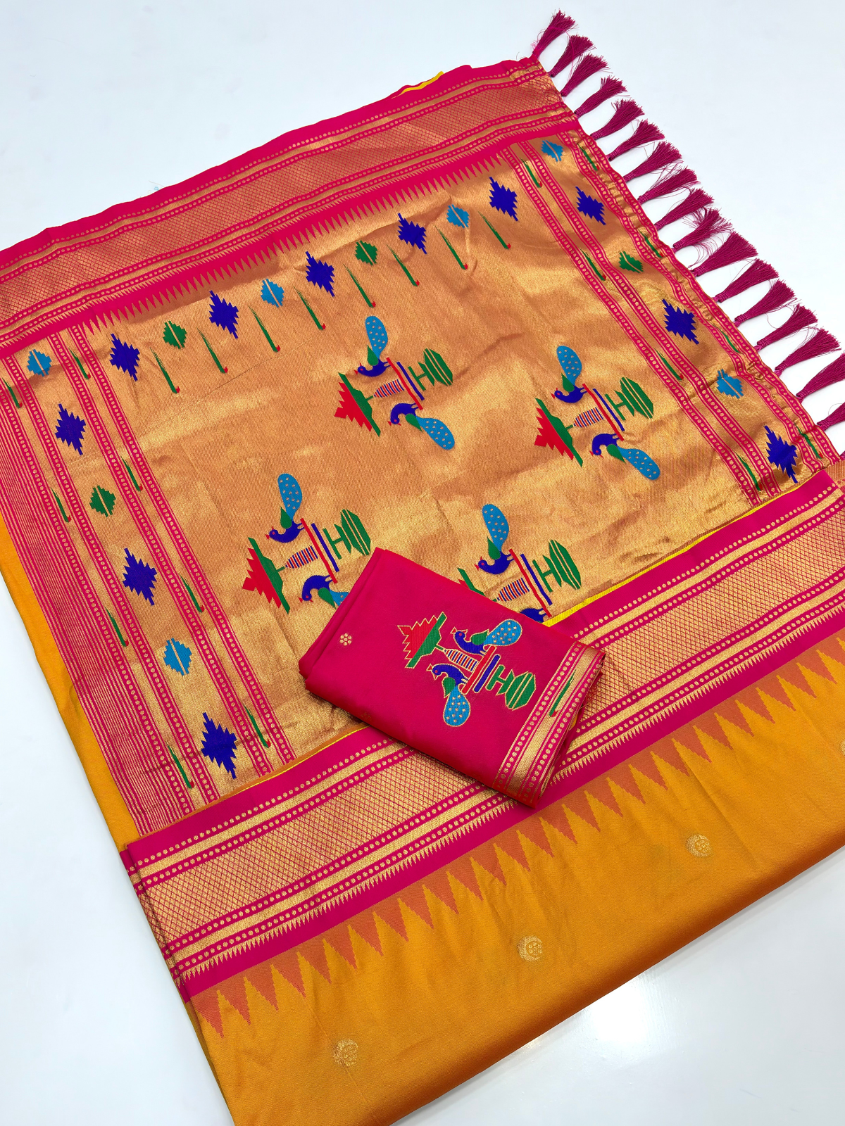 Gold Premium Traditional Maharani Paithani Silk Saree