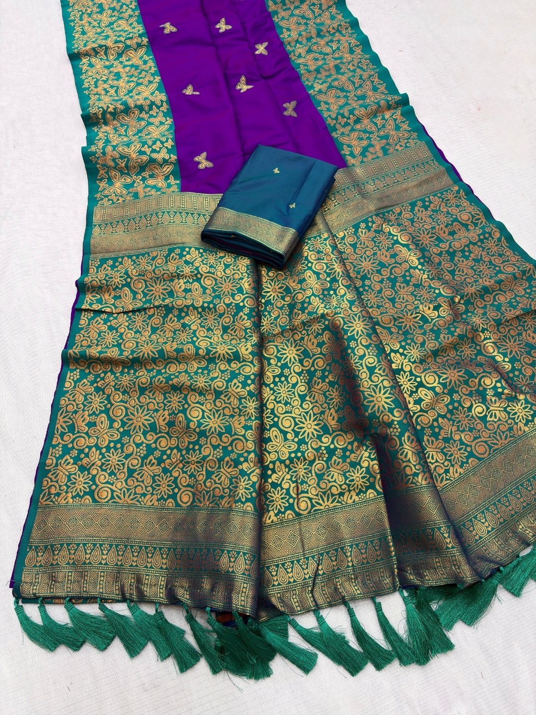 Purple Soft Silk Zari Woven Saree with Butterfly Concept Saree
