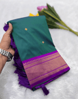 Peacock Blue kalanjali Paithani Silk Zari Woven Saree