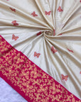 Cream Soft Silk Zari Woven Saree with Butterfly Concept Saree