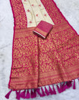 Cream Soft Silk Zari Woven Saree with Butterfly Concept Saree
