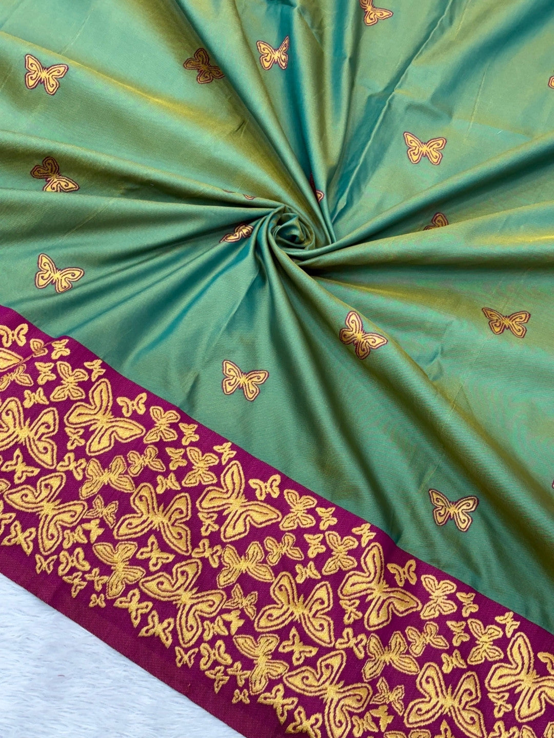 Green Soft Silk Zari Woven Saree with Butterfly Concept Saree