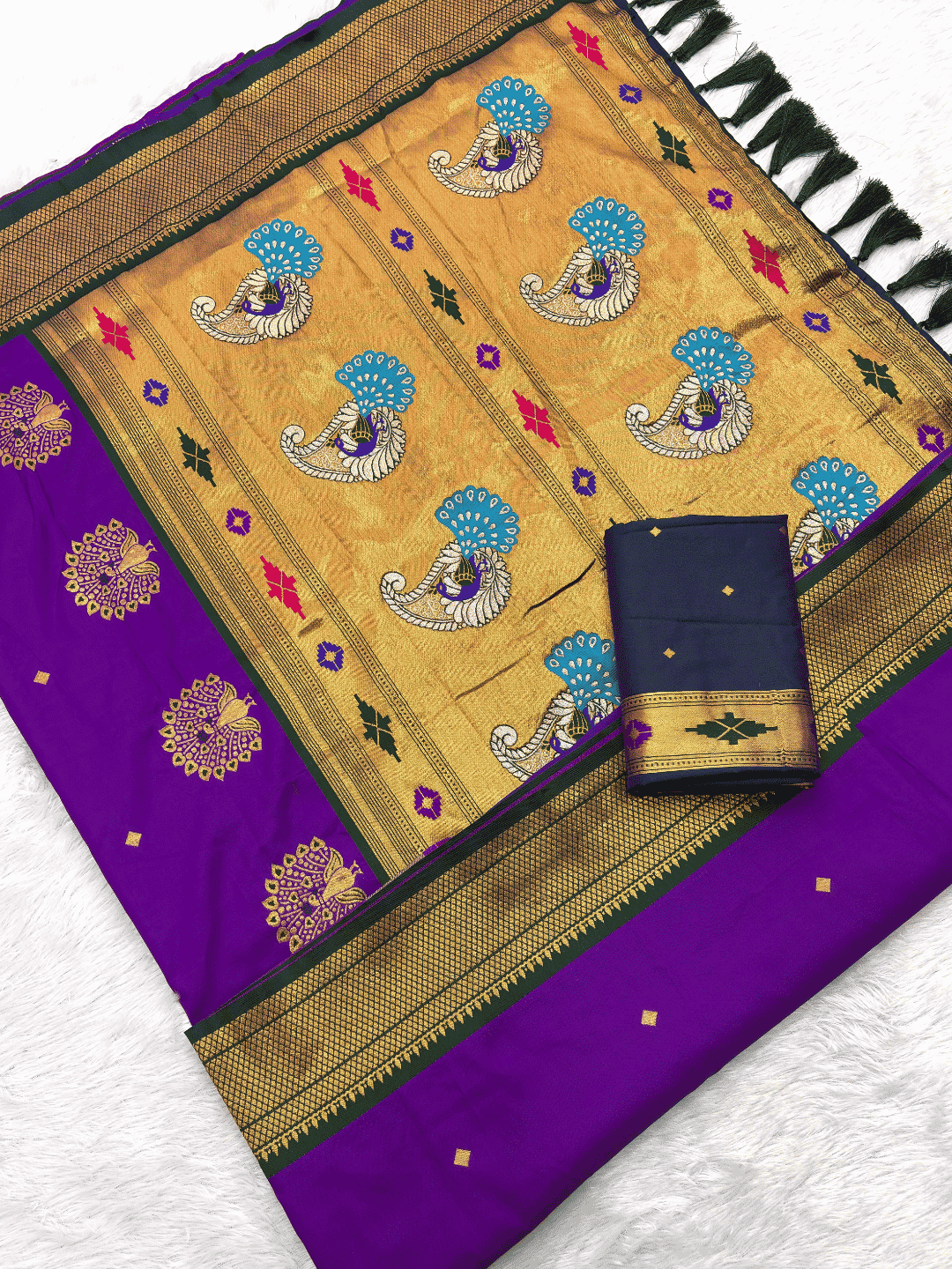Purple kalanjali Paithani Silk Zari Woven Saree