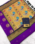 Purple kalanjali Paithani Silk Zari Woven Saree