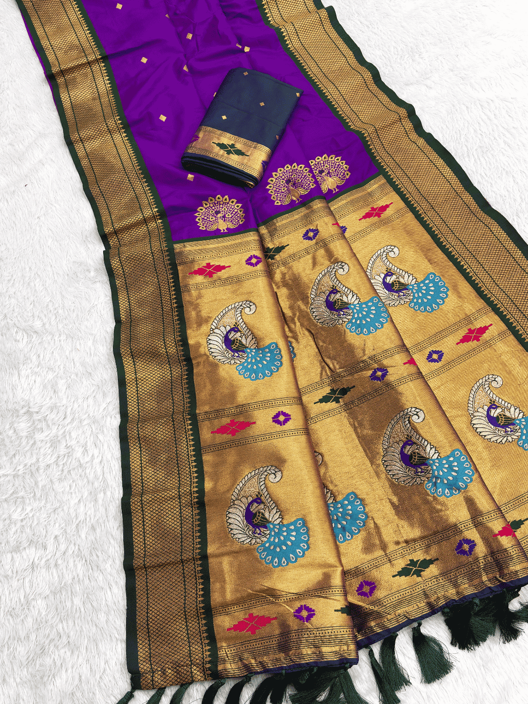 Purple kalanjali Paithani Silk Zari Woven Saree