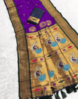 Purple kalanjali Paithani Silk Zari Woven Saree