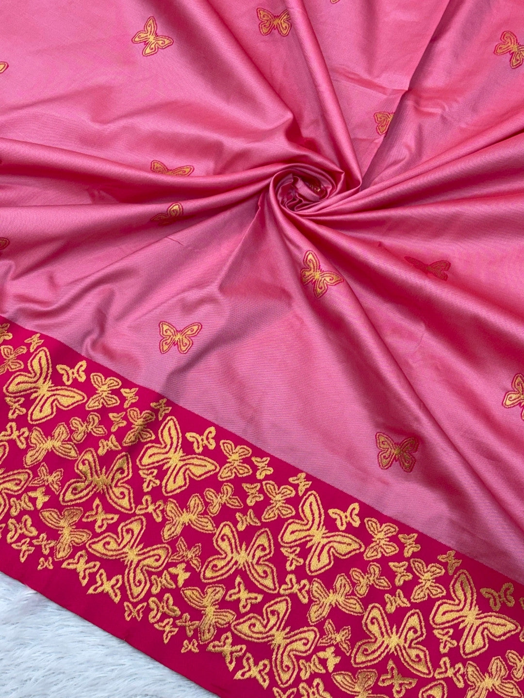 Pink Soft Silk Zari Woven Saree with Butterfly Concept Saree