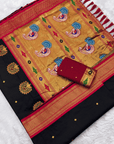 Black kalanjali Paithani Silk Zari Woven Saree