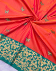 Peach Soft Silk Zari Woven Saree with Butterfly Concept Saree