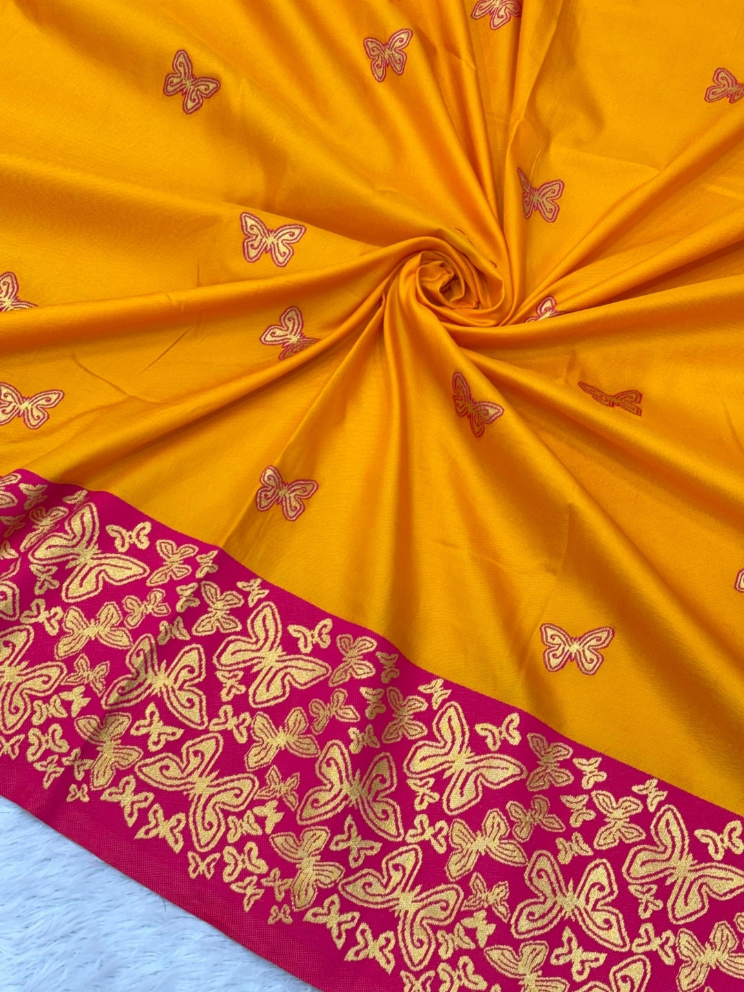 Orange Soft Silk Zari Woven Saree with Butterfly Concept Saree