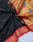 Black kalanjali Paithani Silk Zari Woven Saree