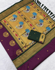 Wine kalanjali Paithani Silk Zari Woven Saree