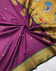 Wine kalanjali Paithani Silk Zari Woven Saree