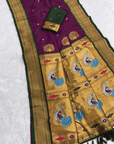 Wine kalanjali Paithani Silk Zari Woven Saree