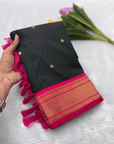 Black kalanjali Paithani Silk Zari Woven Saree