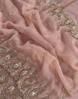 Peach Premium Tissue Scuba Silk Saree with Pearl Work