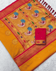 Gold kalanjali Paithani Silk Zari Woven Saree