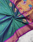 Peacock Blue kalanjali Paithani Silk Zari Woven Saree
