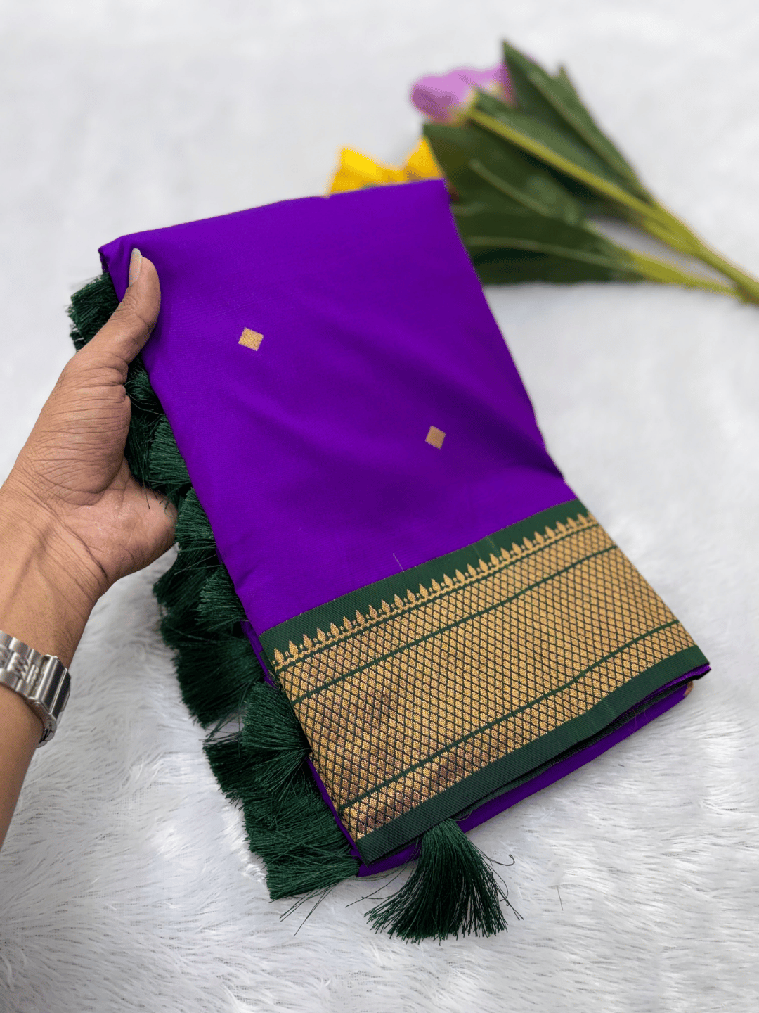 Purple kalanjali Paithani Silk Zari Woven Saree