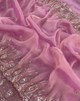 Light Pink Premium Tissue Scuba Silk Saree with Pearl Work