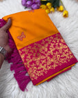 Orange Soft Silk Zari Woven Saree with Butterfly Concept Saree