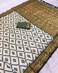 Bottle Green Soft Ikkat Leheriya Pochampally Silk Saree