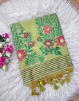 Pista Green Premium Floral Tussar Resham Saree