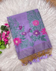 Lavender Premium Floral Tussar Resham Saree