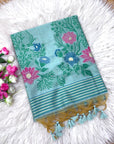 Sky Blue Premium Floral Tussar Resham Saree