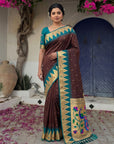 Coffee Vidya Balan Inspired Muniya Temple Paithani Silk Saree