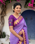 Lavender Vidya Balan Inspired Muniya Temple Paithani Silk Saree
