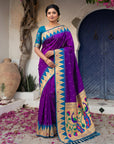 Purple Vidya Balan Inspired Muniya Temple Paithani Silk Saree