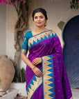 Purple Vidya Balan Inspired Muniya Temple Paithani Silk Saree