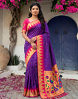Purple (Red Tone) Vidya Balan Inspired Muniya Temple Paithani Silk Saree