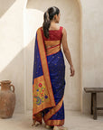 Violet Soft Traditional Paithani Silk Zari Woven Peacock Pattern Saree