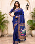 Violet Soft Zari Woven Saree with Lotus Pichwai Concept Pallu