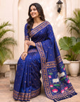 Violet Soft Zari Woven Saree with Lotus Pichwai Concept Pallu