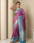 Magenta Soft Ikkat Patola Silk Geometric Ikkat Weaves Saree