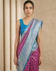 Magenta Soft Ikkat Patola Silk Geometric Ikkat Weaves Saree