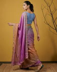 Magenta & Yellow Soft Fendy Satin with Gotapatti Work Padding Saree