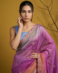 Magenta & Yellow Soft Fendy Satin with Gotapatti Work Padding Saree