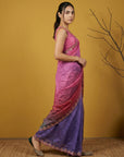 Baby Pink & Purple Soft Fendy Satin with Gotapatti Work Padding Saree