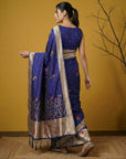 Royal Blue Organza Silk Jamdani Pattern Zari Woven Saree