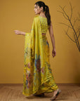 Parrot Green Soft Fendy Satin with Handwork Embroidery Saree