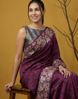 Pink Soft Tropical Floral Printed Silk Saree