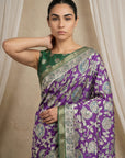 Purple Soft Tussar Silk Saree with Kalamkari Printed Saree