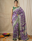 Purple Soft Tussar Silk Saree with Kalamkari Printed Saree