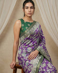 Purple Soft Tussar Silk Saree with Kalamkari Printed Saree
